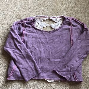 Free People cropped sweatshirt with lace back